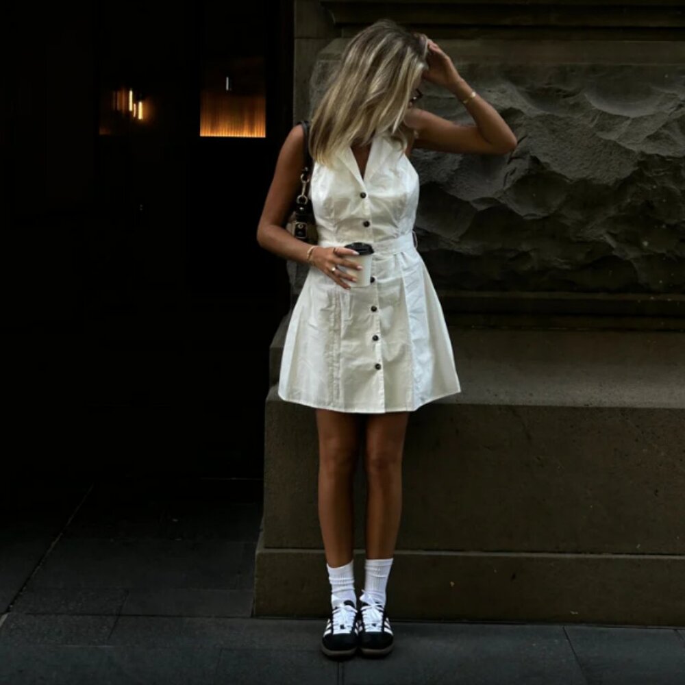 SNDYS CONSTANCE MINI DRESS White Size Medium Revolve Zara Mango